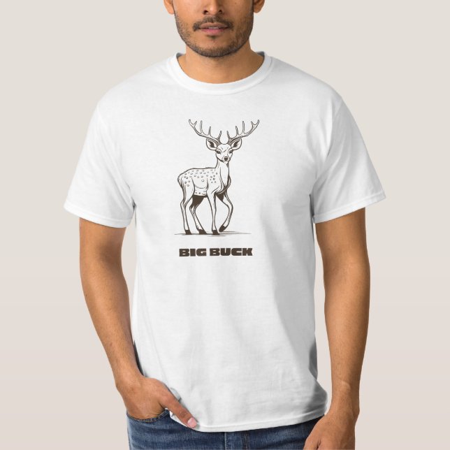 T-shirt Big Buck Hunting Deer Design (Devant)