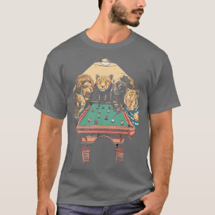 T-shirt Big Cat Billard Drôle Animaux Jouer Piscine