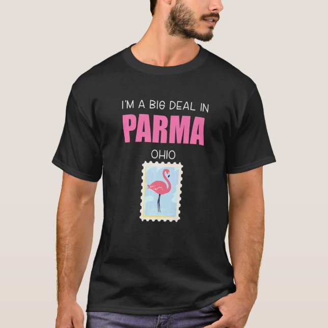 T-shirt Big Deal Flamant rose rose sarcastique Parma Ohio  (Devant)