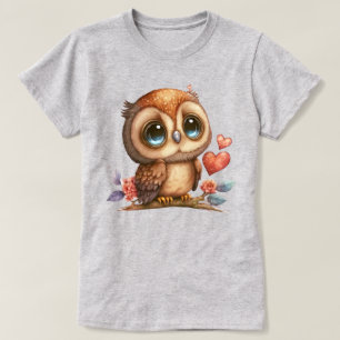 T-shirt Big Eyed Blue Eyed Owl On Branch Graphic