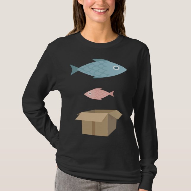 T-shirt Big fish little fish cardboard box (Devant)