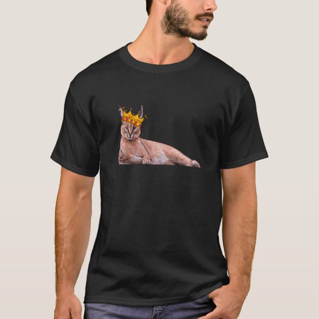 T-shirt Big Floppa Crown Meme Caracal Chat 1 (Devant)