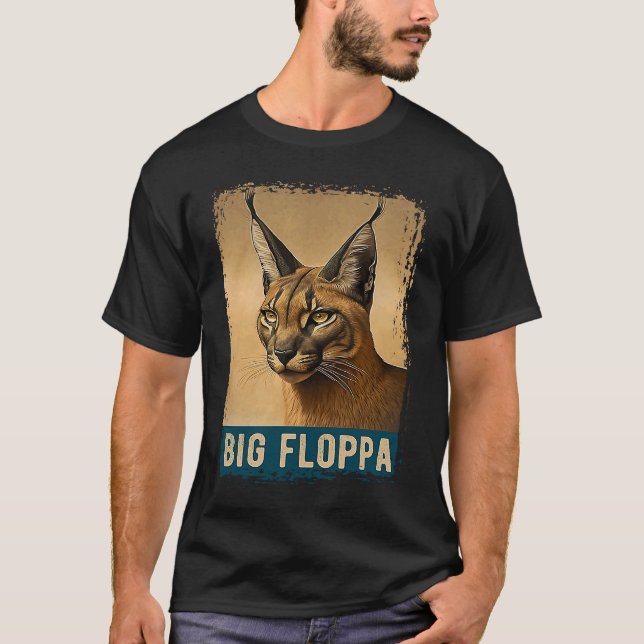 T-shirt Big Floppa Pour Enfants Mème Cute Caracal Chat Vin (Devant)