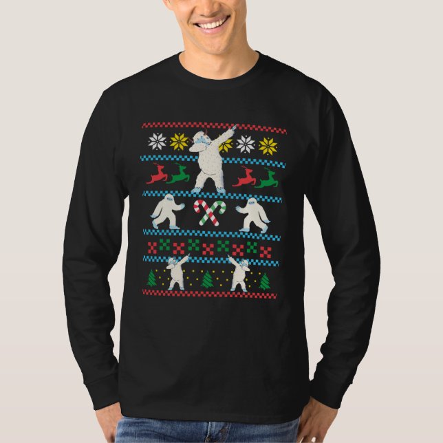 T-shirt Big Foot Dabbing Yeti Ugly Christmas Sweater Winte (Devant)