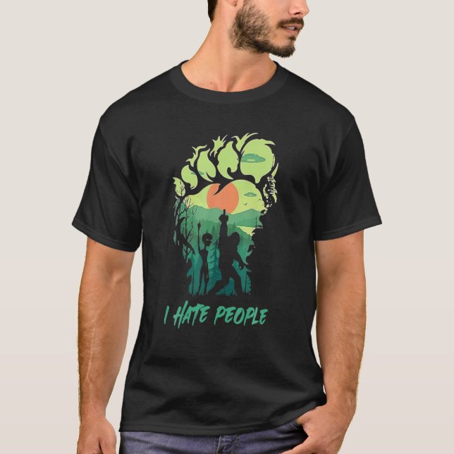 T-shirt Big Foot St. Patricks Day, Je Déteste Les Gens Sai (Devant)