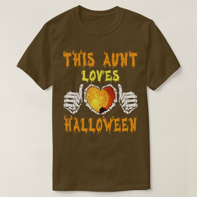 T-shirt Big Heart Skeleton Bone Mains Cette Tante Aime Hal (Design devant)