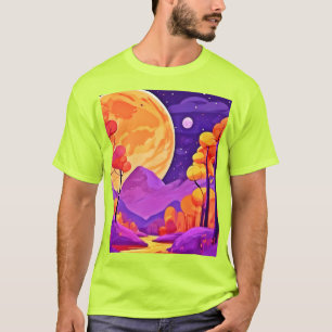 T-shirt Big Moon & Cartoon Arbres Art