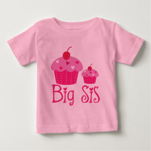 T-shirt Big Sis Girls Cupcake Cute Ruffle