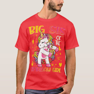 T-shirt Big Sis of the Birthday Girl Flossing Unicorn Big 