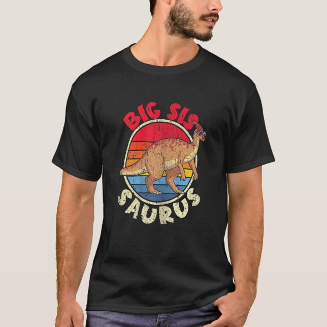 T-shirt Big Sis Saurus I Parasaurolophus I Famille Corresp (Devant)