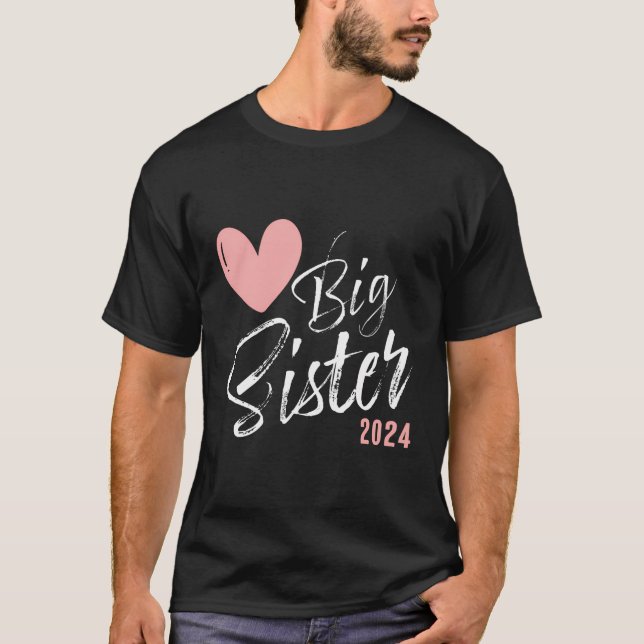 T-shirt Big Sister 2024 - Big Sis 2024 Heart Girl (Devant)