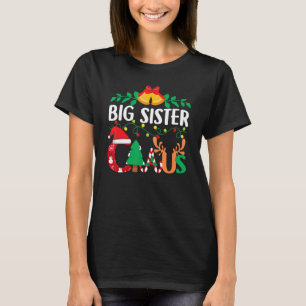 T-shirt Big Sister Claus  Christmas Family Lights Tree San
