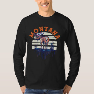 T-shirt Big Sky Country Montana Cool Retro Moose Travel Ar