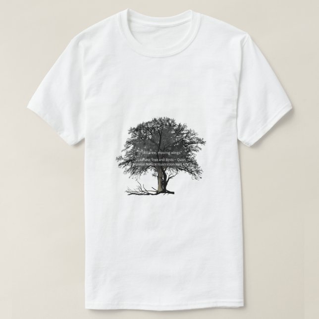 T-shirt Big Tree Black Art -Silhouette Nature Illustration (Design devant)