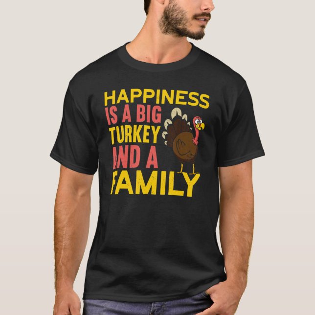 T-shirt Big Turkey And A Family Thanks Giving  Thanksgivin (Devant)