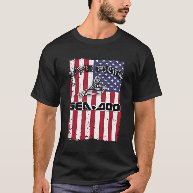 T-shirt Big Wave Seadoo American Live Free (Devant)