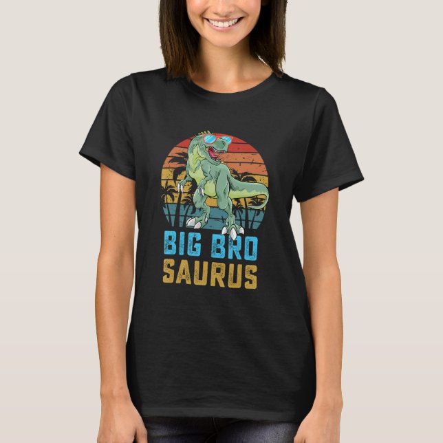 T-shirt Bigbrosaurus Rex Dinosaur Big Bro Saurus Famille M (Devant)