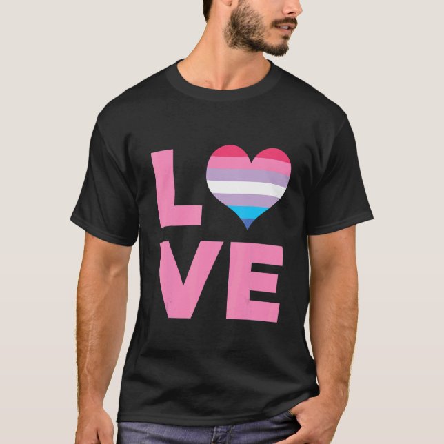 T-shirt Bigender Fide Drapeau Amour Bigender Drapeau (Devant)