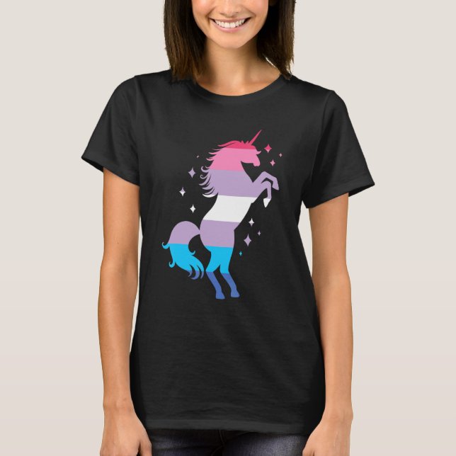 T-shirt Bigender Pride Drapeau Unicorn Bigender (Devant)