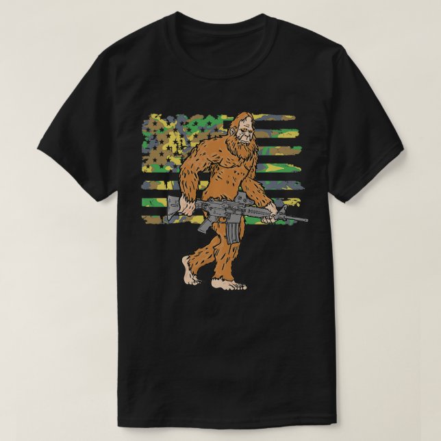 T-shirt Bigfoot 2e amendement Droit d'ours Armoiries Arme  (Design devant)