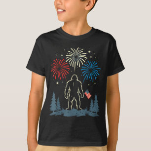 T-shirt Bigfoot 4 juillet drapeau américain feux d'artific