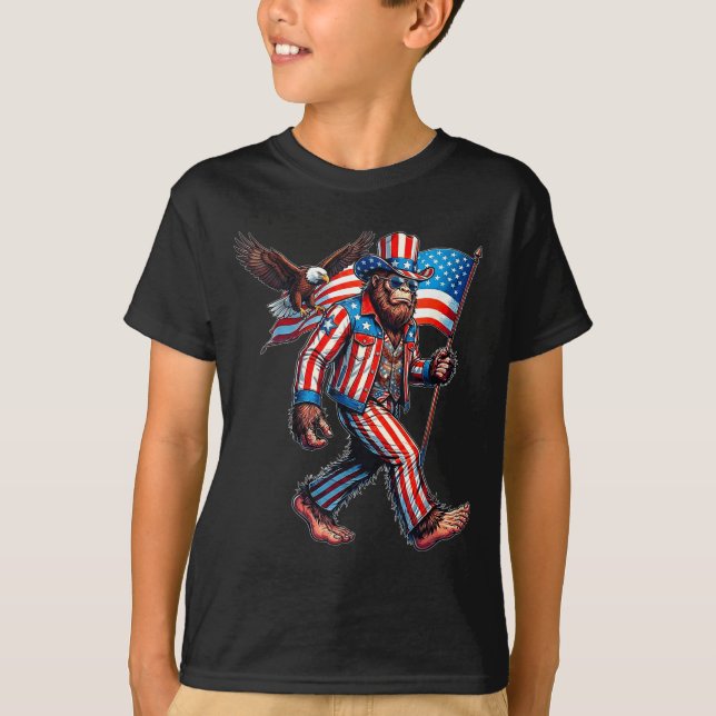 T-shirt Bigfoot 4 juillet humour patriotique drapeau améri (Devant)