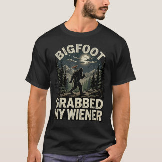 T-shirt Bigfoot a attrapé mon hot-dog drôle de camping gri