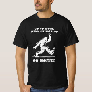 T-Shirt Bigfoot Aller Au Travail Blanc Sur Noir