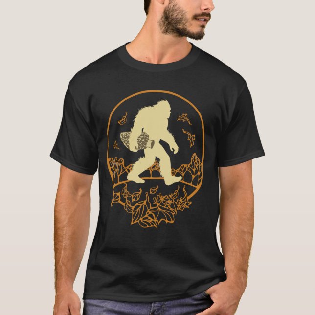 T-shirt Bigfoot avec Morel Champignons Forêt de Bois (Devant)