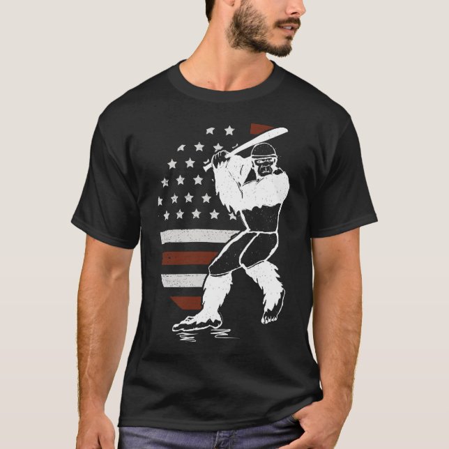 T-shirt Bigfoot Baseball Américain Drapeau Sasquatch Softb (Devant)