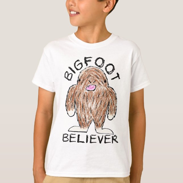 T-shirt BIGFOOT BELIEVER - Fun Sasquatch Crayon croquis (Devant)