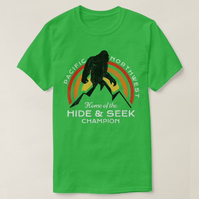 T-shirt Bigfoot Caché et chercher Champ du Pacifique Nord (Design devant)
