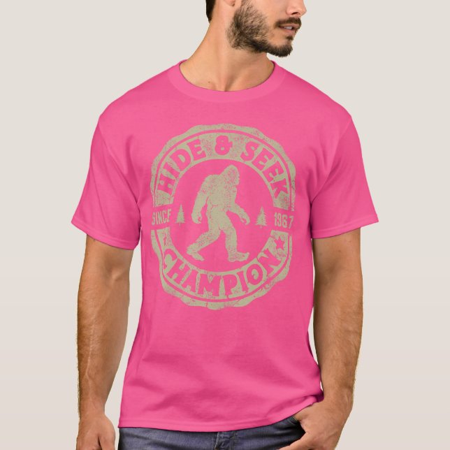 T-shirt Bigfoot Cacher Et Chercher Champion Drôle Sasquatc (Devant)