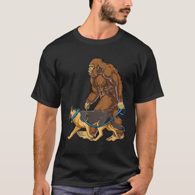 T-shirt Bigfoot Chien Marcher Allemand Berger Hommes Sasqu (Devant)