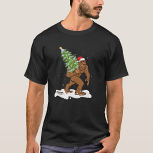 T-shirt Bigfoot Christmas Tree Boys Men Sasquatch Père No