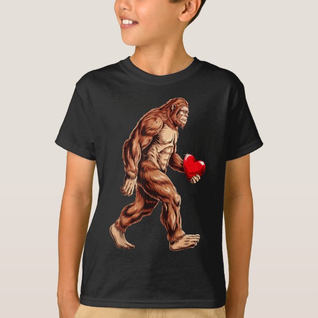 T-shirt Bigfoot Coeur Funny Valentines Jour Garçons Enfant (Devant)