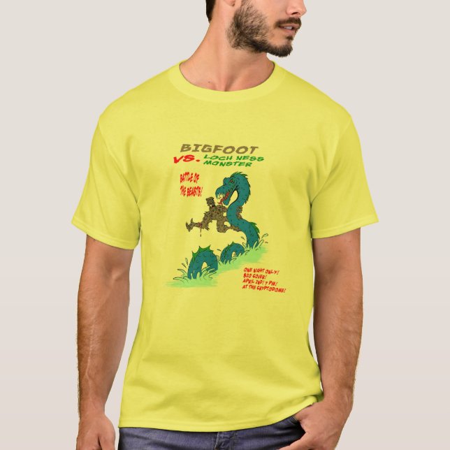 T-shirt Bigfoot CONTRE le monstre de Loch Ness (Devant)