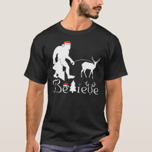 T-shirt Bigfoot Croient Drôle Arbre De Rennes De Noël Pour