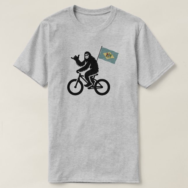 T-shirt Bigfoot Cyclisme Drapeau du Delaware (Design devant)