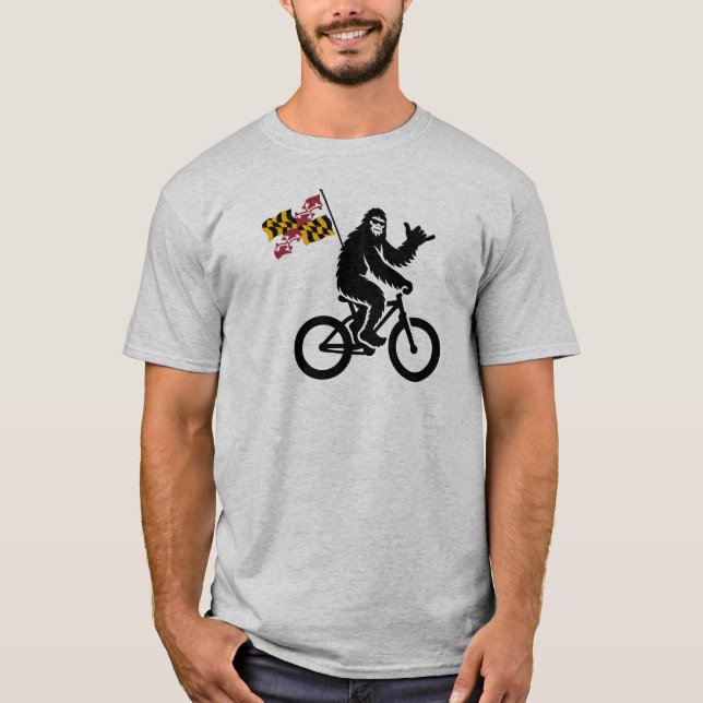 T-shirt Bigfoot Cyclisme Drapeau du Maryland (Devant)