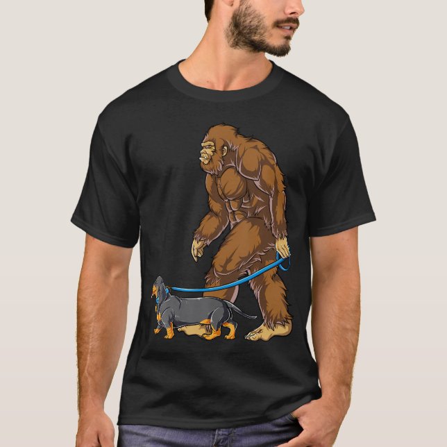 T-shirt Bigfoot Dachshund Dog Walk Funny Sasquatch Amateur (Devant)