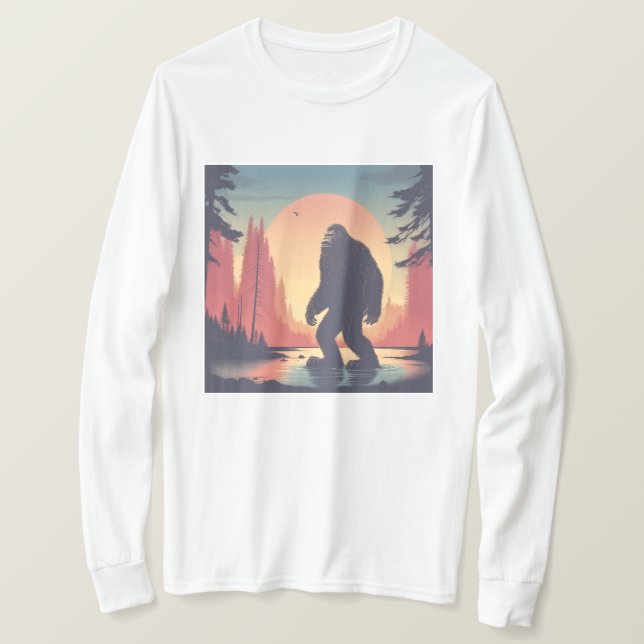 T-shirt Bigfoot dans la forêt Long Sleeve hommes's (Design devant)