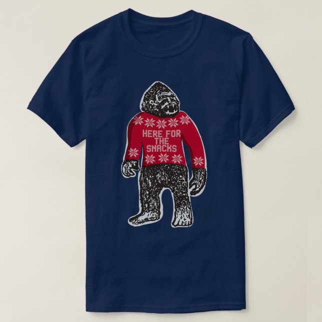 T-shirt Bigfoot dans un pull de Noël moche qui dit elle (Design devant)