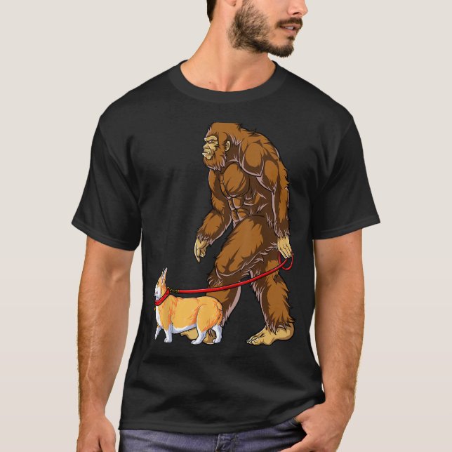 T-shirt Bigfoot Dog Walk Corgi Funny Sasquatch Amateurs Ho (Devant)