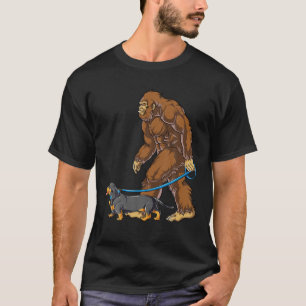 T-shirt Bigfoot Dog Walk Dachshund Hommes Femmes Sasquatch
