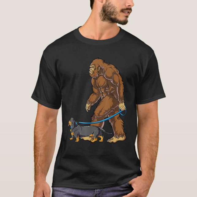 T-shirt Bigfoot Dog Walk Dachshund Sasquatch Enfants Homme (Devant)
