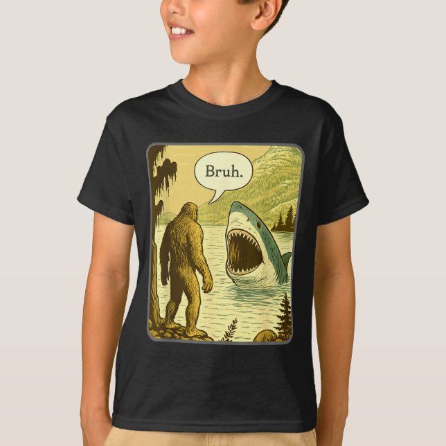 T-shirt Bigfoot Drôle Avec Requin Bruh Meme  (Devant)