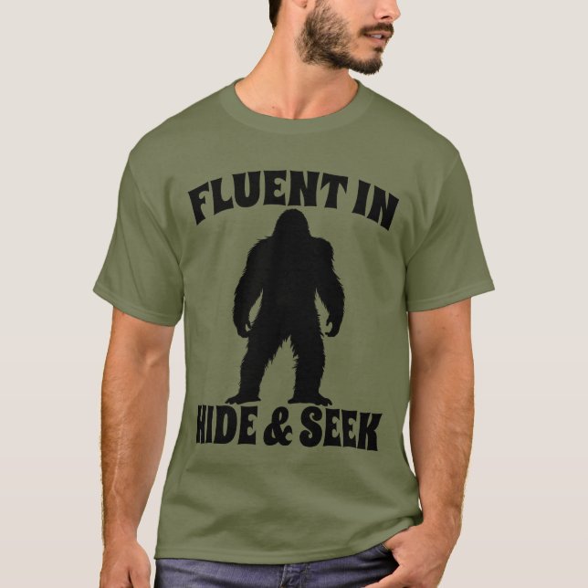 T-shirt Bigfoot Drôle - Courant en Cache-Cache (Devant)