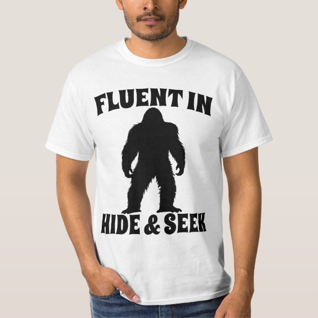 T-shirt Bigfoot Drôle - Courant en Cache-Cache (Devant)