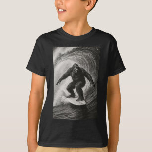 T-shirt Bigfoot drôle de surf selfie en mer sur planche de